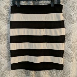 Black and white striped mini skirt.
